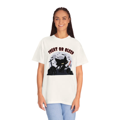 Treat or Bleed! - Black Cat Shirt for Halloween