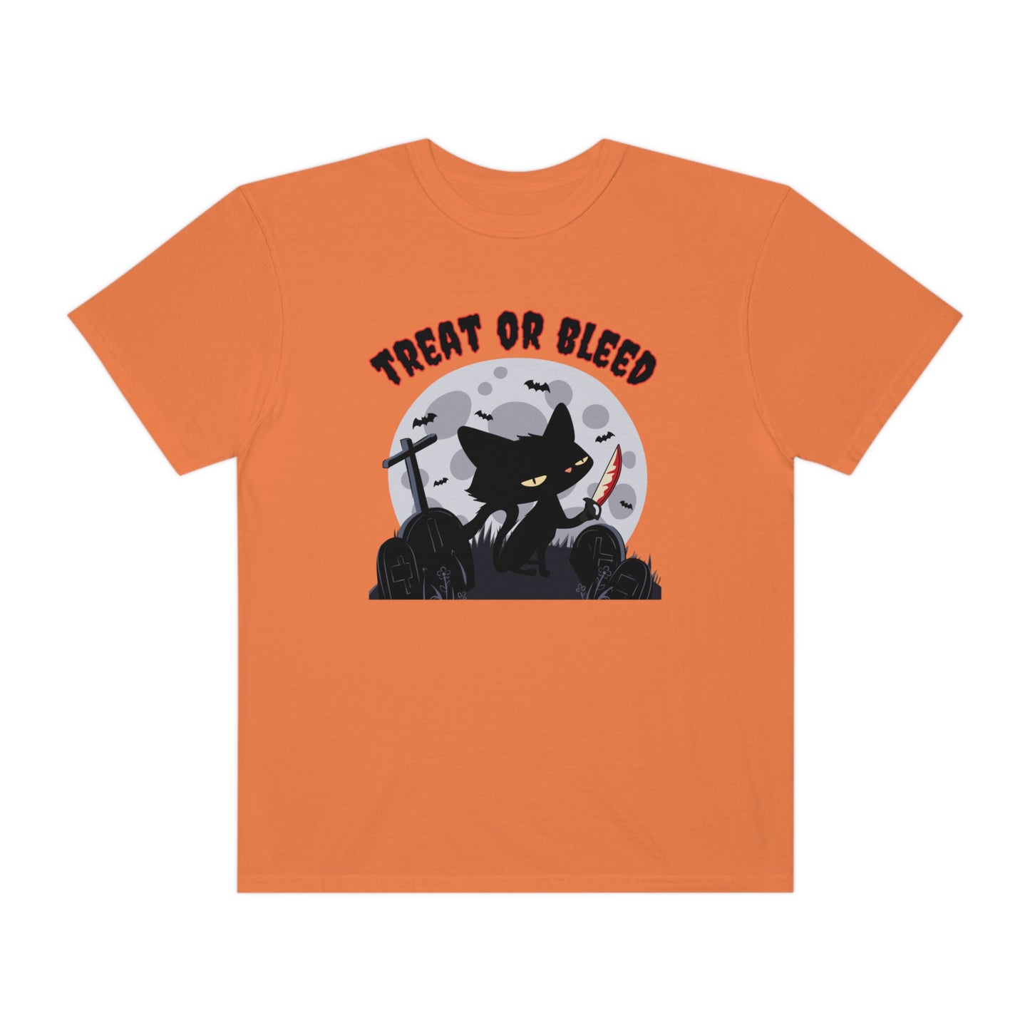 Treat or Bleed! - Black Cat Shirt for Halloween