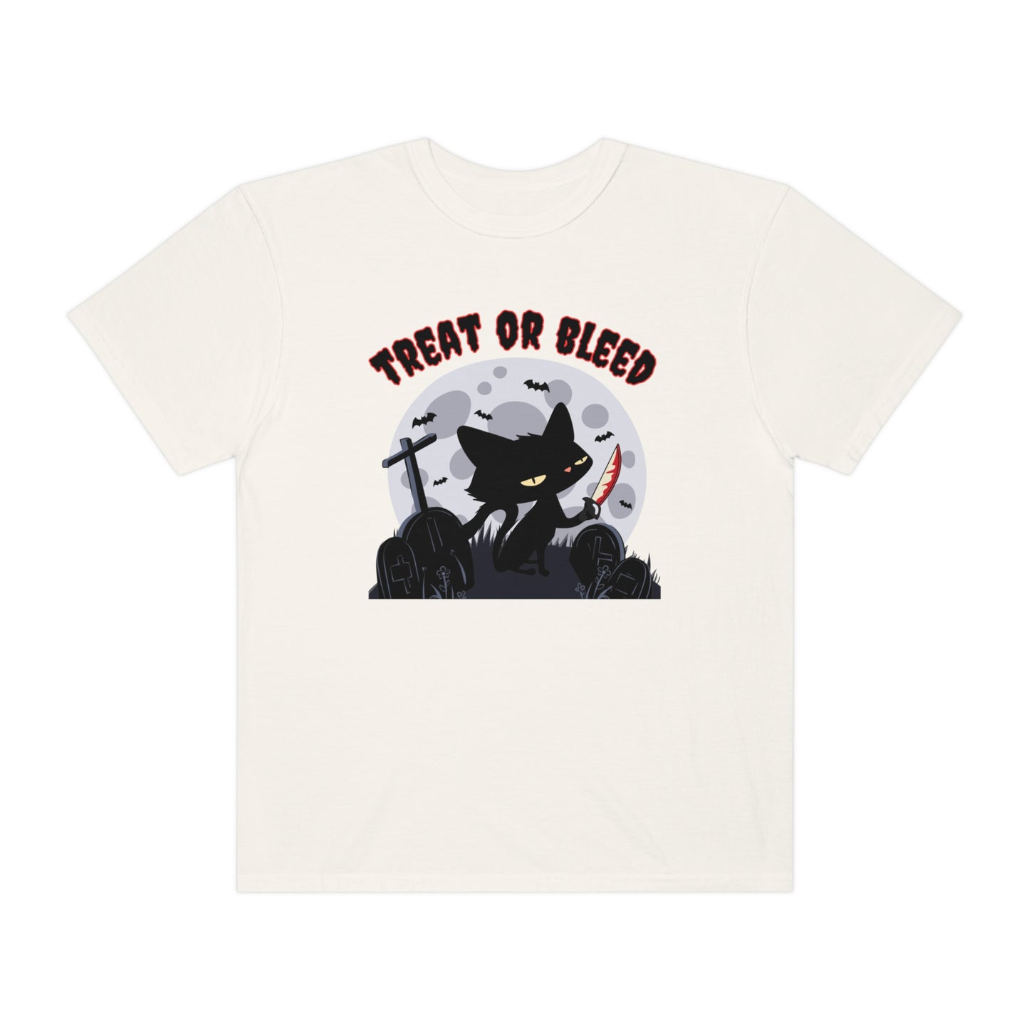 Treat or Bleed! - Black Cat Shirt for Halloween