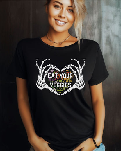 Eat Your Veggies - Fun Unisex T-shirt for Vegetarians, Vegans & Health Conscious People